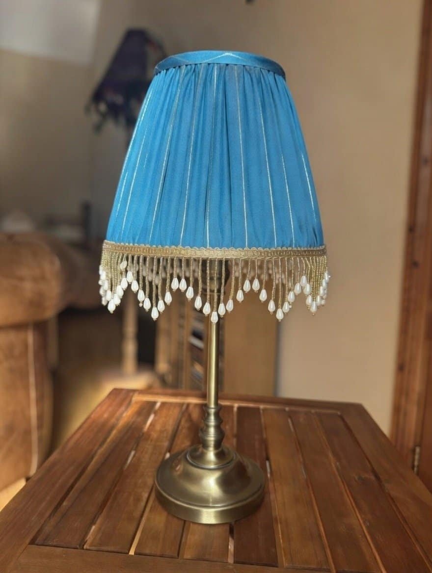 Blue handmade lamp shade